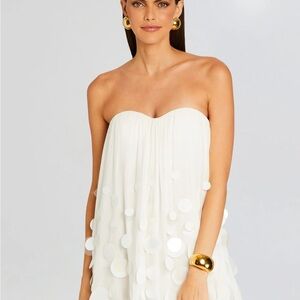 Retrofête Sherry Embellished Strapless Mini Babydoll Dress White Size S